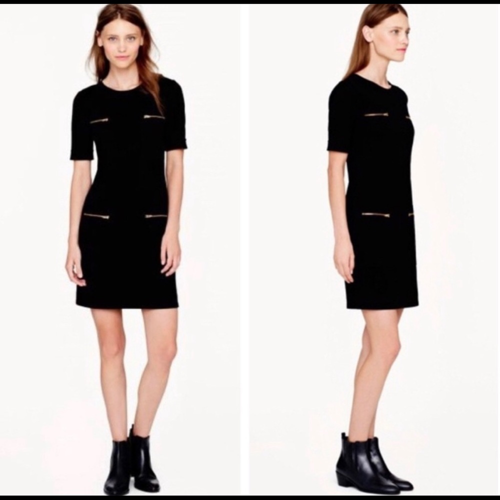 J.Crew Black Wool Zipper Dress